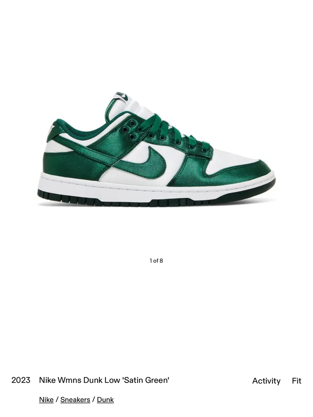 Nike Satin Green & White Dunk Low Women's Sneakers